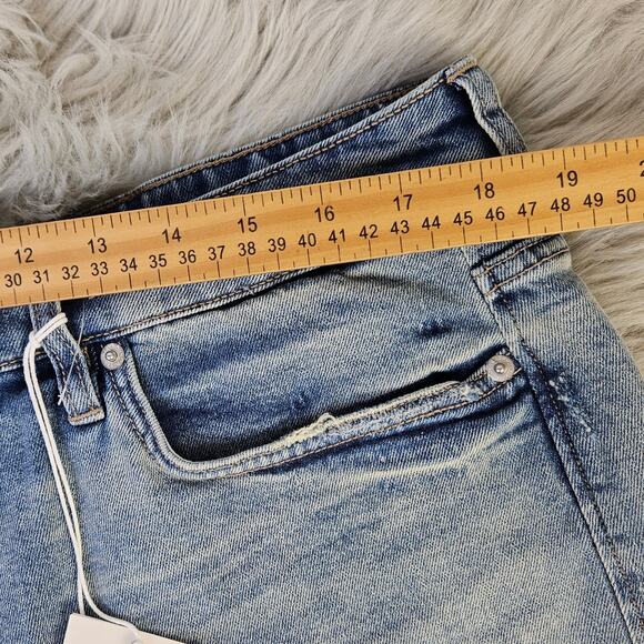 New Dear John Ivy Shorts Size 33 High Rise Distressed Denim Cutoff Short Raw Hem - Picture 13 of 13